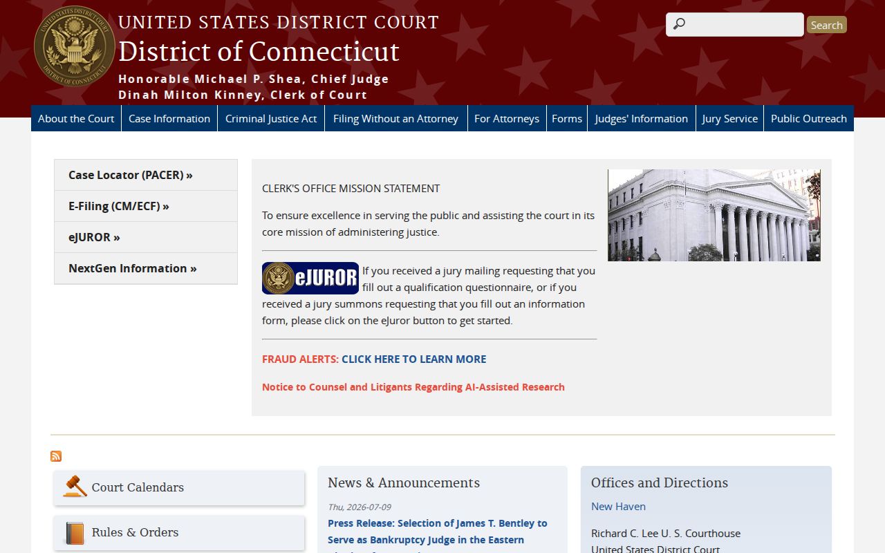 United States District Court for the District of Connecticut website