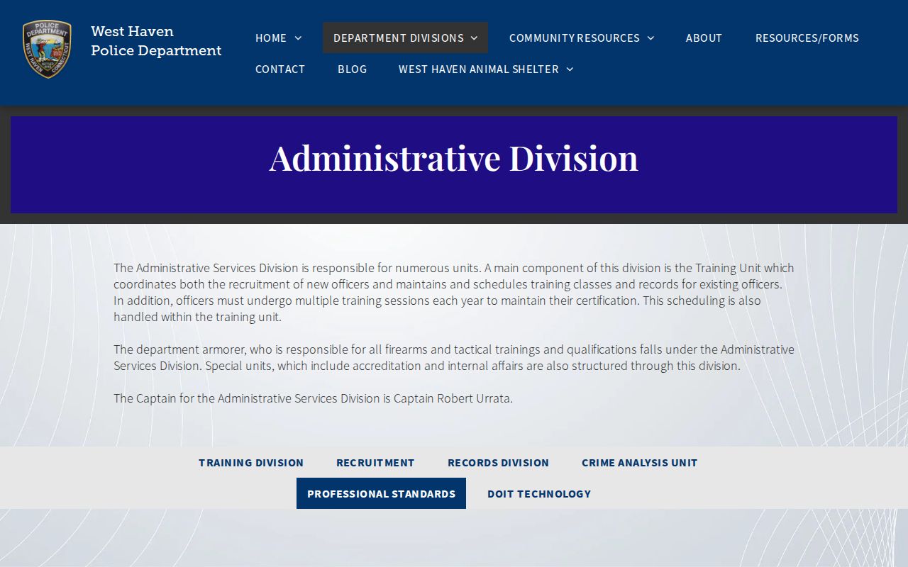 West Haven Police Department Records Division information